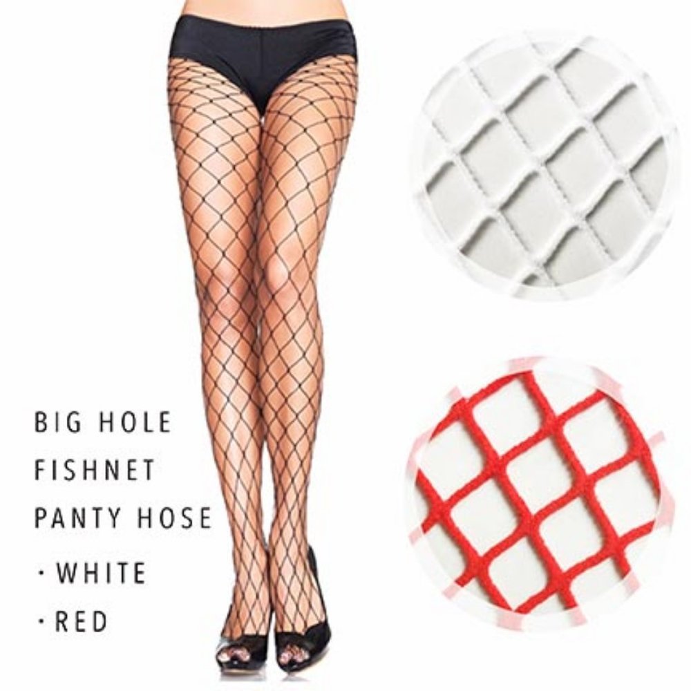 NWT Red Big Hole Fishnet Tights - Picture 3 of 3